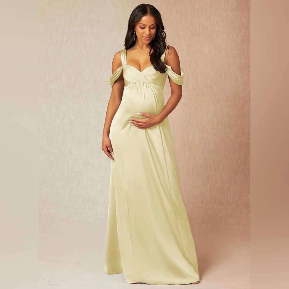 Azazie Rhea Lemon Sorbet Maternity Dress
